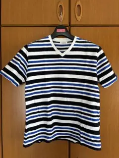 JUNRED Vネック ボーダーTシャツ　Mサイズ