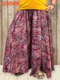 ペーズリー柄ワイドパンツ　フレアパンツ　超ワイドパンツ　個性派　ヒッピー