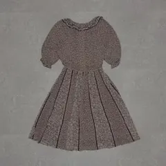 フレアワンピース ミモレ丈ウエスト切替 花柄 半袖 クラシカル レトロガーリー