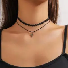 新品 チョーカー 十字架 クロス ネックレス ゴシック ブラック ダークコア