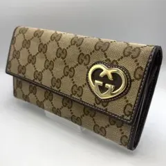 グッチ 長財布 ラブリー ハートロゴ GGキャンバス ブラウン - メルカリ