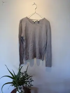 ANN TAYLOR 長袖 ニット グレー M silk 100% シルク