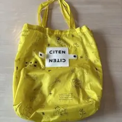 CITEN イラスト入りイエロートートバッグ