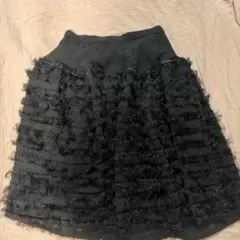 イッセイミヤケ シアープリーツ 立体フリル シャーリング ロングスカート 黒 2 イッセイミヤケ シアープリーツ 立体フリル シャーリング ロング