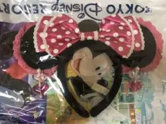 ミニー　カチューシャ　パルパルーザ　ピンク　ファンキャップ　被り物　イヤリング