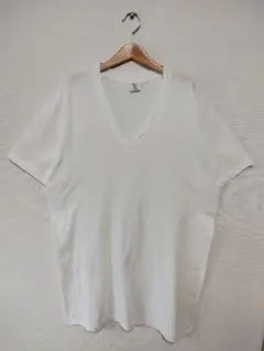 285 00s USA古着 ヘインズ 無地 Vネック シングルステッチ Tシャツ