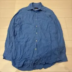 希少 Massimo Dutti リネンシャツ 100%麻 ブルー ヴィンテージのサムネイル