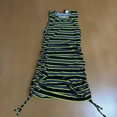 H&M キャミワンピース XS 黒と黄色ストライプ