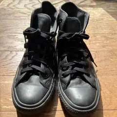 24.5 コンバース スニーカー レザー黒 オールスター ハイカット1C075