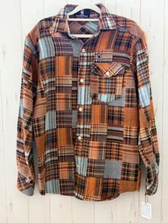 タグ付き新品　HARLEM STORE 長袖ネルシャツ オレンジ・青・茶色