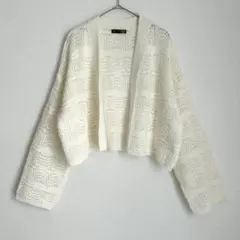 ◯ SHEIN DAZY クロシェ編み ニットカーディガン ホワイト XLのサムネイル