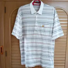 Golden Bear ホワイト ストライプ ポロシャツL