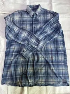 ビンテージ　グランパシャツ　ロング丈　ネルシャツ　好配色　ロングシャツ