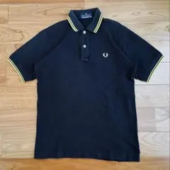 FRED PERRY フレッドペリー 半袖 鹿の子 ポロシャツ 月桂樹 黒　S