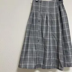 earth新品グレー チェック柄 フレアスカート