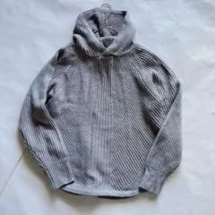 コムサイズム　裾ラウンドリブ編みニット　フード付き　アクリル　シンプル　11号