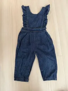 フリル付きデニムオーバーオール 90サイズ