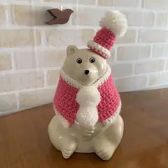 ●シロクマ貯金箱●ピンク春バージョン