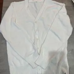 ホワイト リブ編み カーディガン