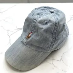 美品】ポロ ラルフローレン シャンブレー キャップ デニム ブルー フリーのサムネイル