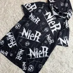 ［良品］NieR CLOTHING ロゴ入り総柄シャツ ネイビー ブラック Fのサムネイル