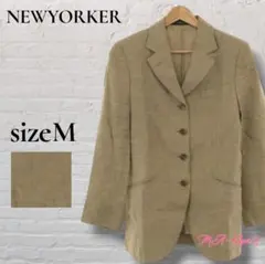 NEWYORKER リネン混 テーラードジャケット ベージュ 日本製 M相当