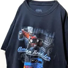 ライフスタイルクラシック アメリカンロードスターデカロゴ Tシャツ黒XL古着