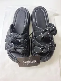 Noxvera POLKA KNOT SANDALS 黒ドット