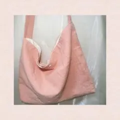 「ボタン猫」手作り 斜めがけバッグ ピンクオレンジグレープフルーツカラー 大容量