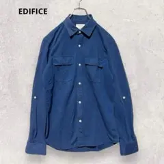 EDIFICE エディフィス 長袖 シャツ M ネイビー カジュアル シンプル