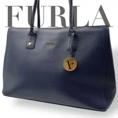 FULRA フルラ 2wayショルダー　ハンドバッグ ネイビー ゴールド金具
