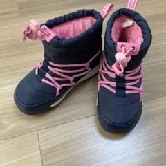 匿名配送　極美品女の子冬靴ネイビーピンクスノーブーツグラビス17センチ