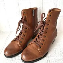 【リーガル】サイドジップ　レザー　レースアップブーツ　トラックソール22.5㎝