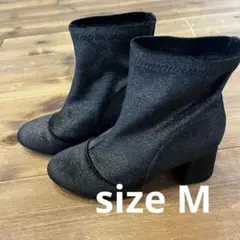 ブラックショートブーツ スエード風 M