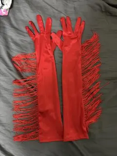 SHEIN フリンジ付き赤ロンググローブ