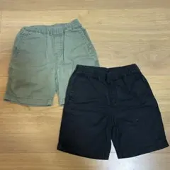 110cm半ズボン　2点セット　黒×カーキ