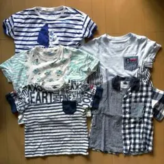 キッズ 120 Tシャツ セット 5点　ブルー系　まとめ売り