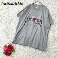 ユナイテッドアスレ 半袖Tシャツ グレー M アニマルT キャット 猫プリントのサムネイル