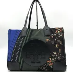 美品 トリーバーチ エラ トートバッグ A4収納 花柄 ナイロン マルチカラー