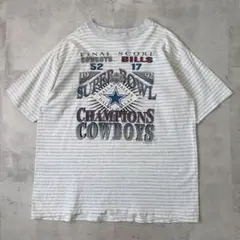 90s USA製　スーパーボウル 1992　ボーダーTシャツ　シングルステッチのサムネイル