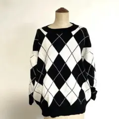 ダイヤモンドパターン オーバーサイズニット