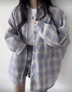 SHEIN ブルーチェックシャツ Mサイズ