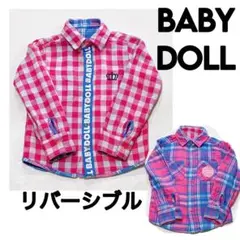 【リバーシブル】BABYDOLL　シャツ　ピンク　チェック　ベビードール　キッズ