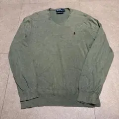 Polo Ralph Lauren セーター　ニット　コットン　薄手　カーキ　L