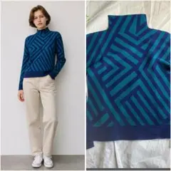 極美品 me ISSEY MIYAKE 幾何学柄 ハイネックカットソー プリーツのサムネイル