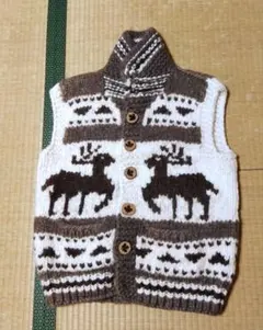 KANATA トナカイ柄　カウチンセーター（ベスト）M程度