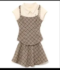 andmary Dafne check set up beige - メルカリ