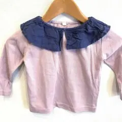 フリル　襟　パープル　90サイズ ピンク ネイビー 長袖Tシャツ
