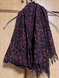 フローレント レオパード ストール レッド×ブラック