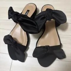 OHGA リボンミュール Mサイズ 未使用 中古・古着通販】OHGA (オオガ) ベロアリボンミュール ブラック サイズ